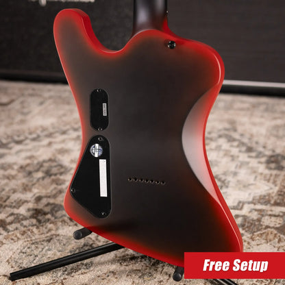 ESP LTD Phoenix-7 Baritone 7-String Black Metal Electric Guitar - Black Red Burst Satin