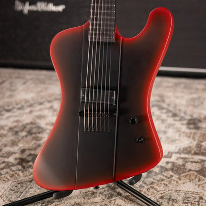 ESP LTD Phoenix-7 Baritone 7-String Black Metal Electric Guitar - Black Red Burst Satin