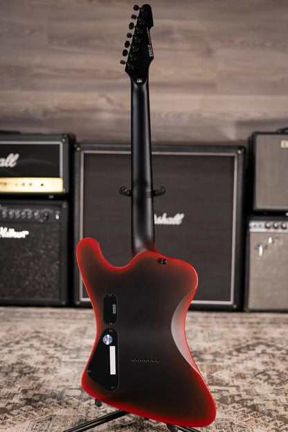 ESP LTD Phoenix-7 Baritone 7-String Black Metal Electric Guitar - Black Red Burst Satin