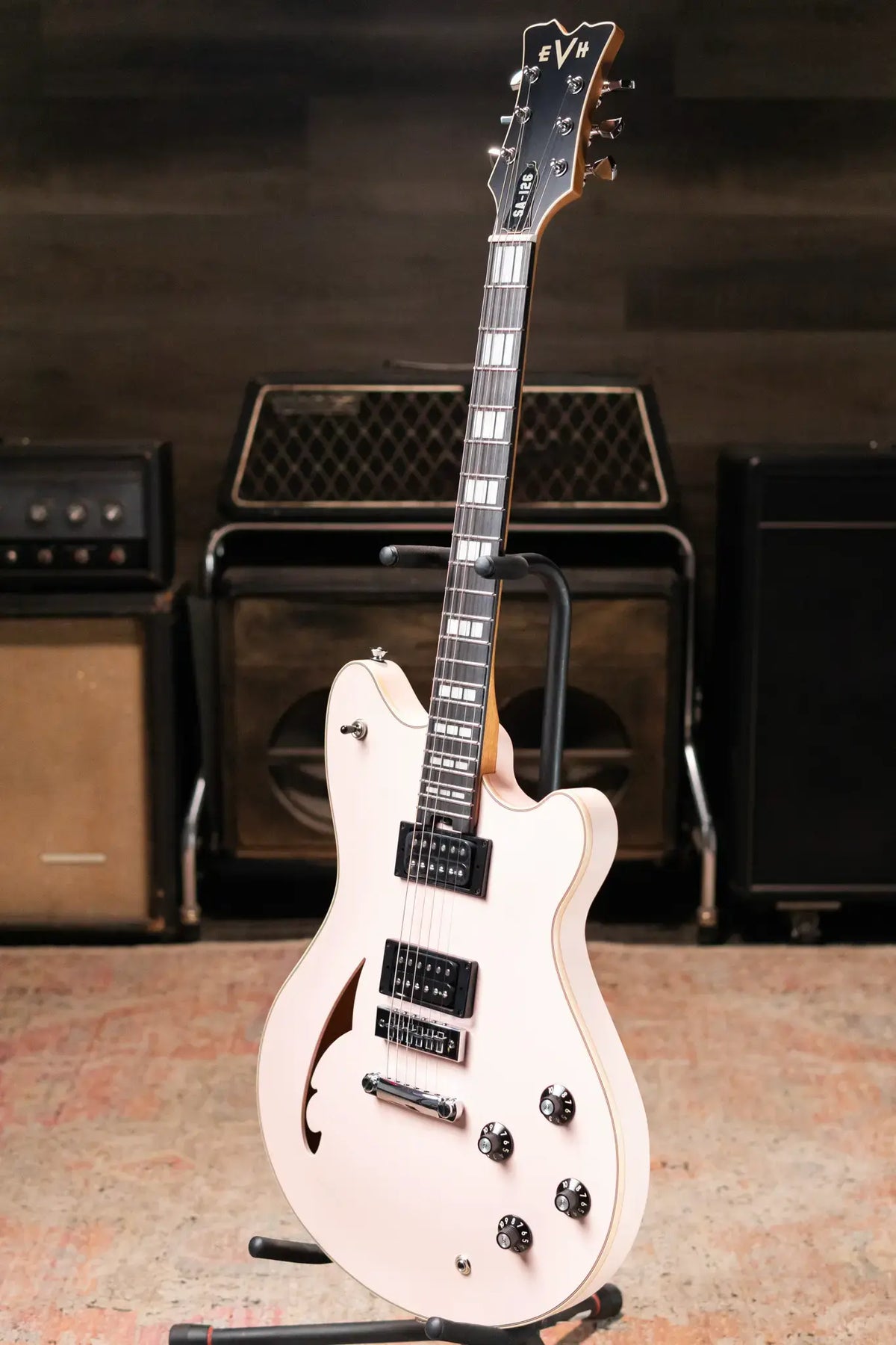 EVH Limited Edition SA-126 Special Semi-Hollow Electric Guitar - Satin Shell Pink with Ivory Case