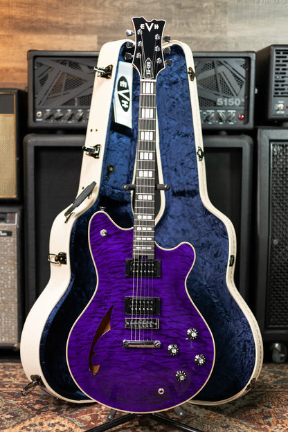 EVH SA-126 Special Quilted Maple Semi-Hollow Electric Guitar - Transparent Purple with Hardshell Case - Demo Model