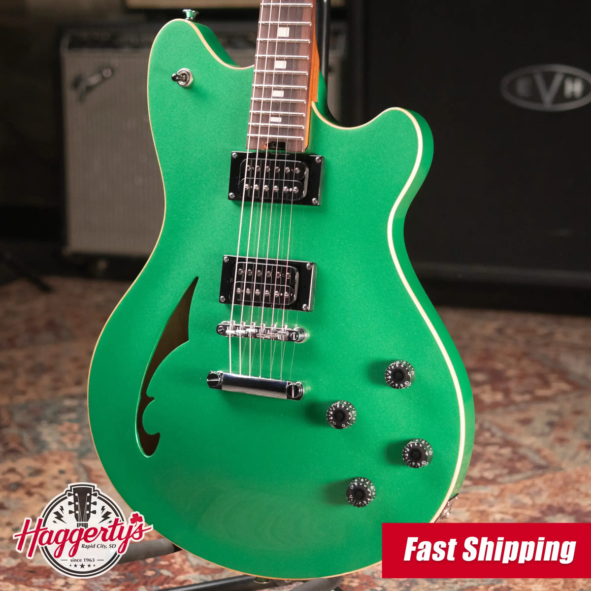 EVH SA-126 Standard Semi-Hollow Electric Guitar - Pelham Green
