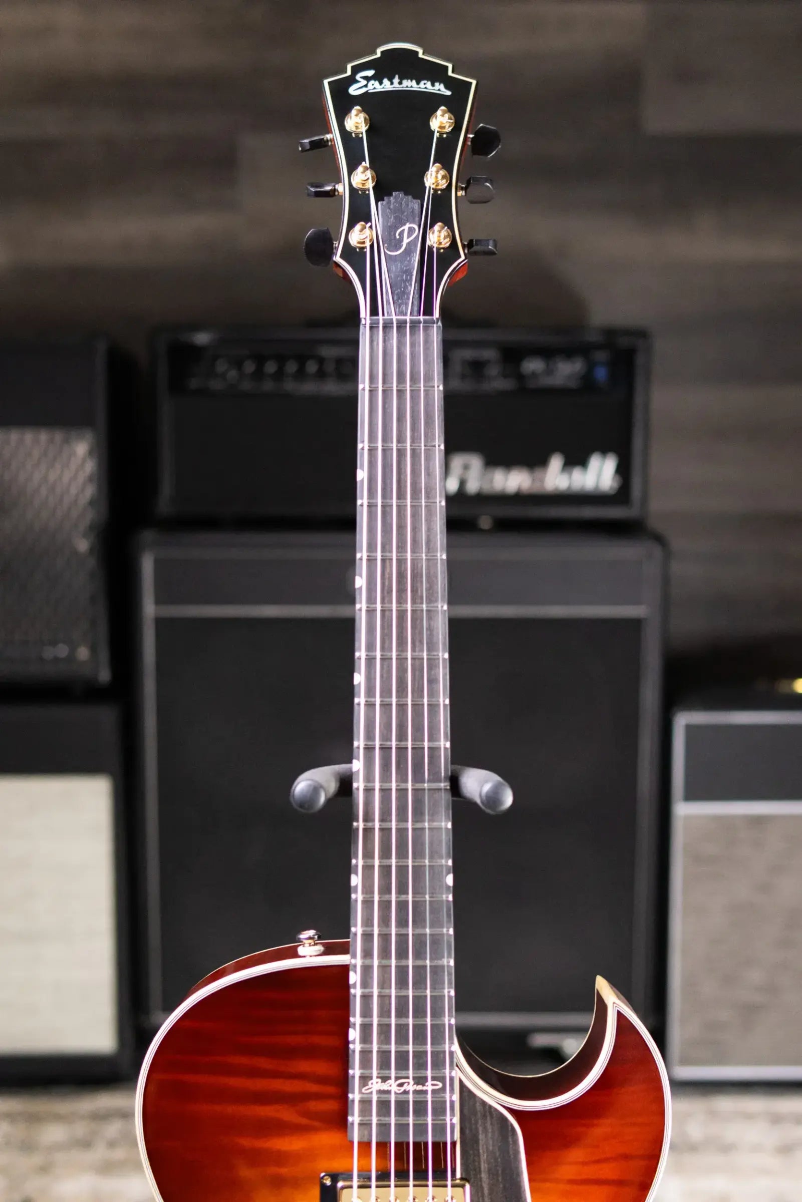 Eastman AR480CE-SB John Pisano Signature Archtop Hollowbody Electric Guitar - Sunburst with Hardshell Case