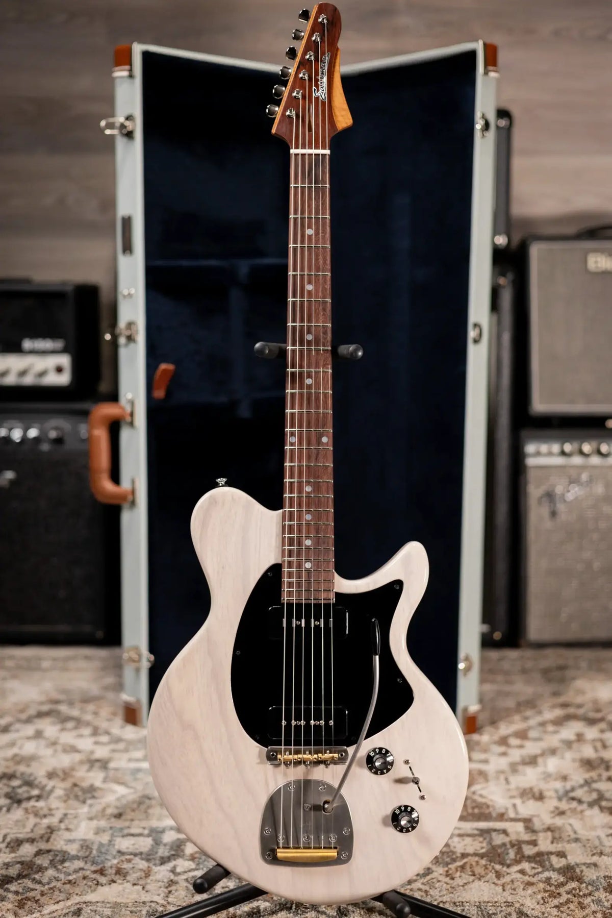 Eastman D'Ambrosio Series Offset '64 - Made in California - Electric Guitar - Vintage White with Hardshell Case