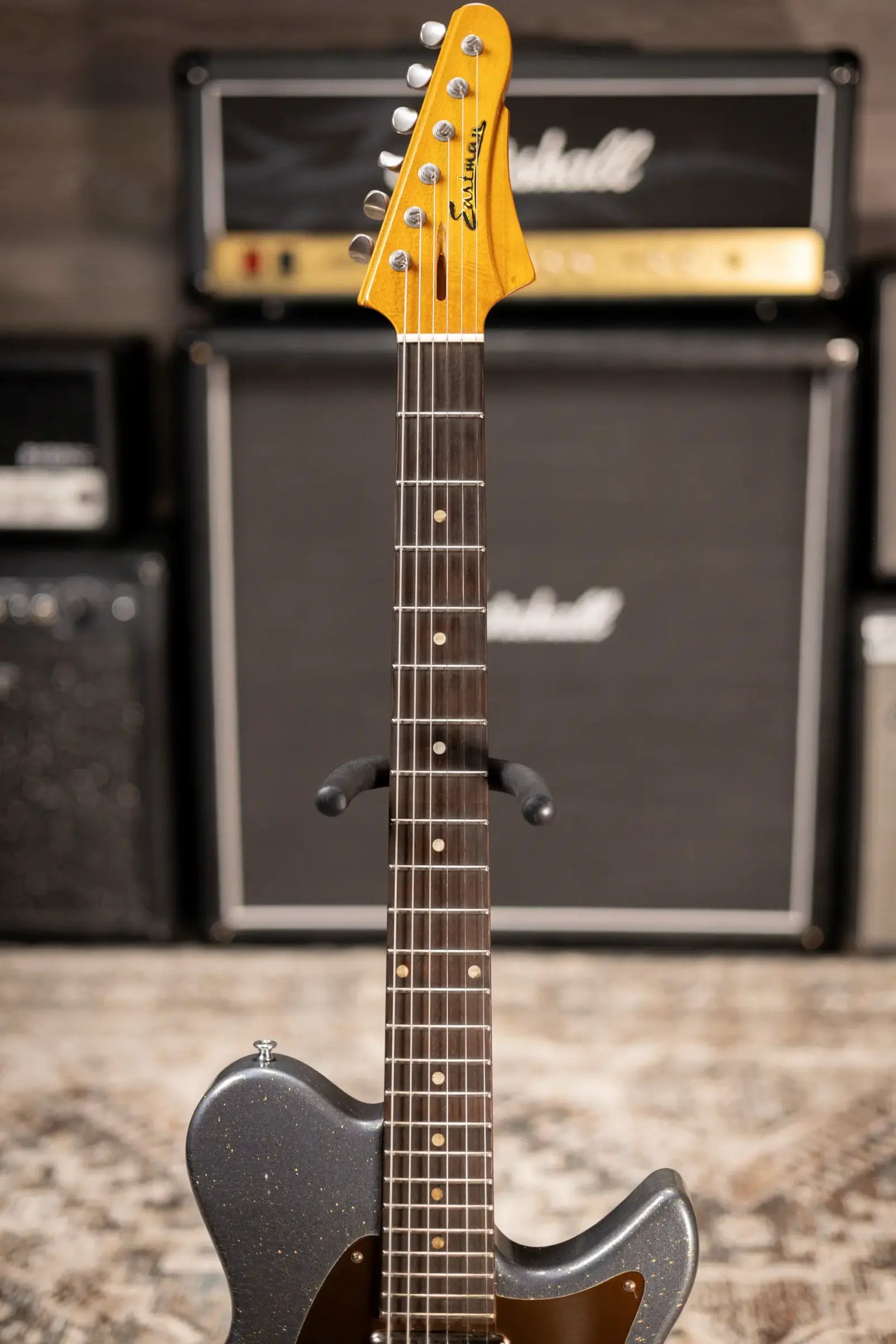 Eastman Kauffmann Series Offset Deluxe - Made in Holland - Light Relic Electric Guitar - Charcoal Sparkle with Structured Gig Bag