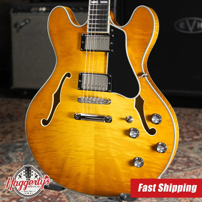 Eastman T486-GB 16" Thinline Electric Guitar - Goldburst with Hardshell Case
