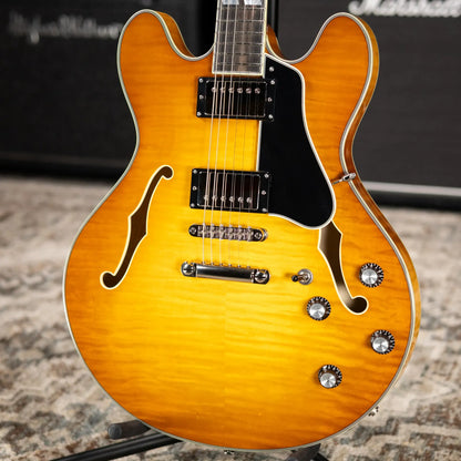 Eastman T486-GB 16" Thinline Electric Guitar - Goldburst with Hardshell Case