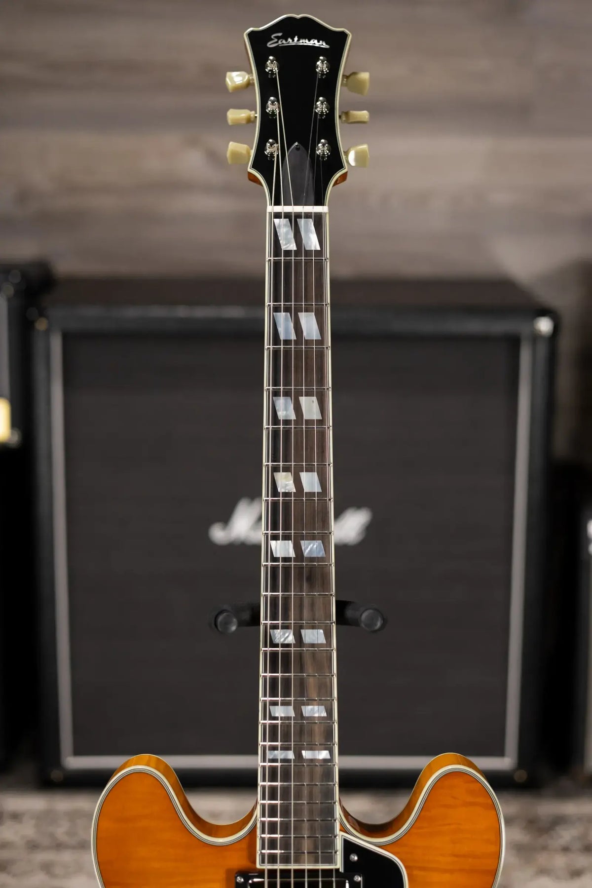 Eastman T486-GB 16" Thinline Electric Guitar - Goldburst with Hardshell Case