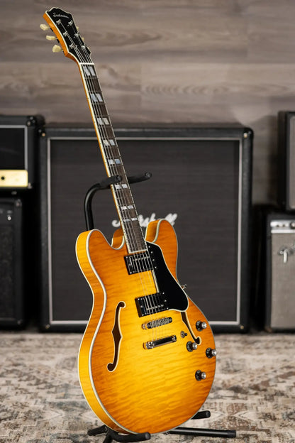 Eastman T486-GB 16" Thinline Electric Guitar - Goldburst with Hardshell Case