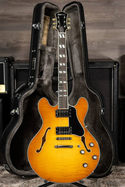 Eastman T486-GB 16" Thinline Electric Guitar - Goldburst with Hardshell Case