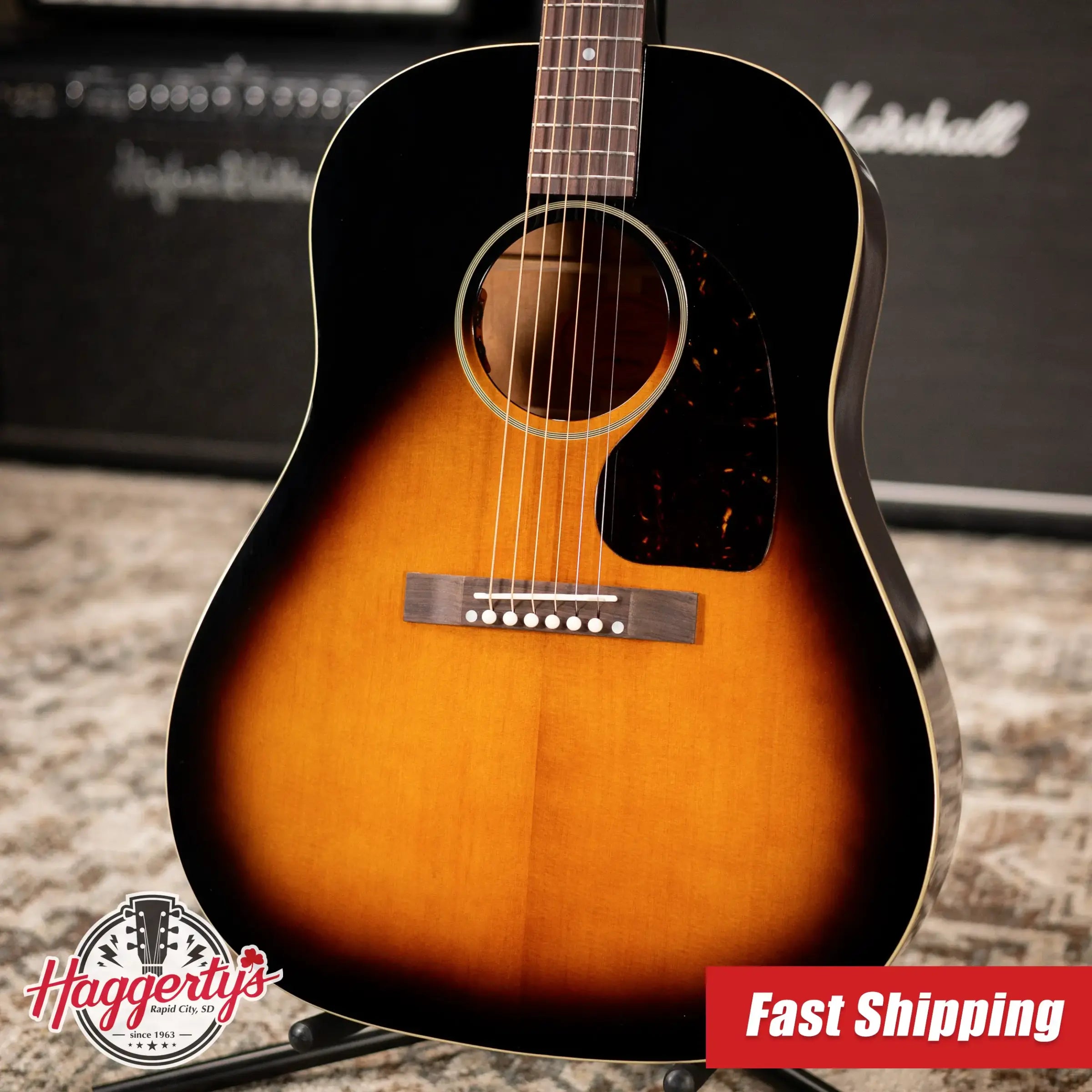 Epiphone 1942 Banner J-45 Reissue Acoustic-Electric Guitar - Vintage Sunburst with Hardshell Case
