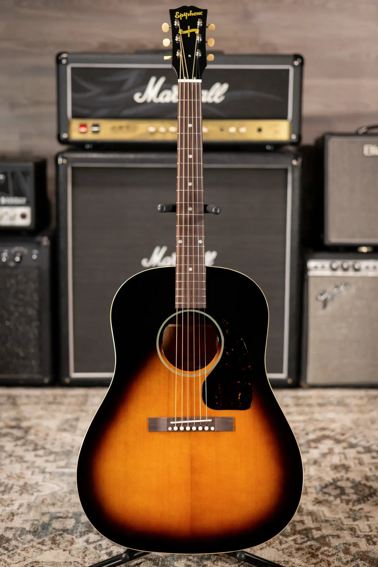 Epiphone 1942 Banner J-45 Reissue Acoustic-Electric Guitar - Vintage Sunburst with Hardshell Case