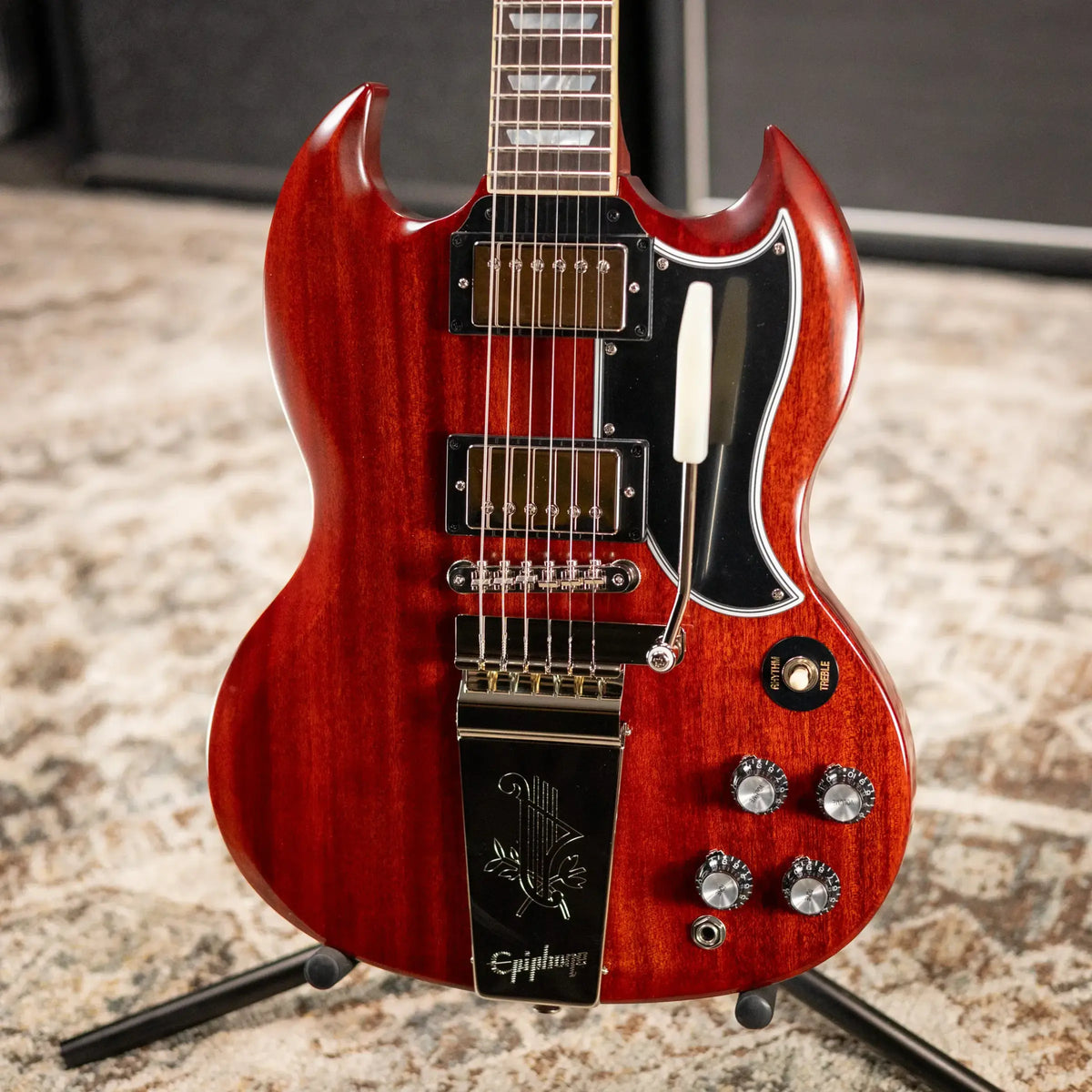 Epiphone 1964 SG Standard with Maestro Vibrola Reissue Electric Guitar - Cherry Red with Hardshell Case - Demo