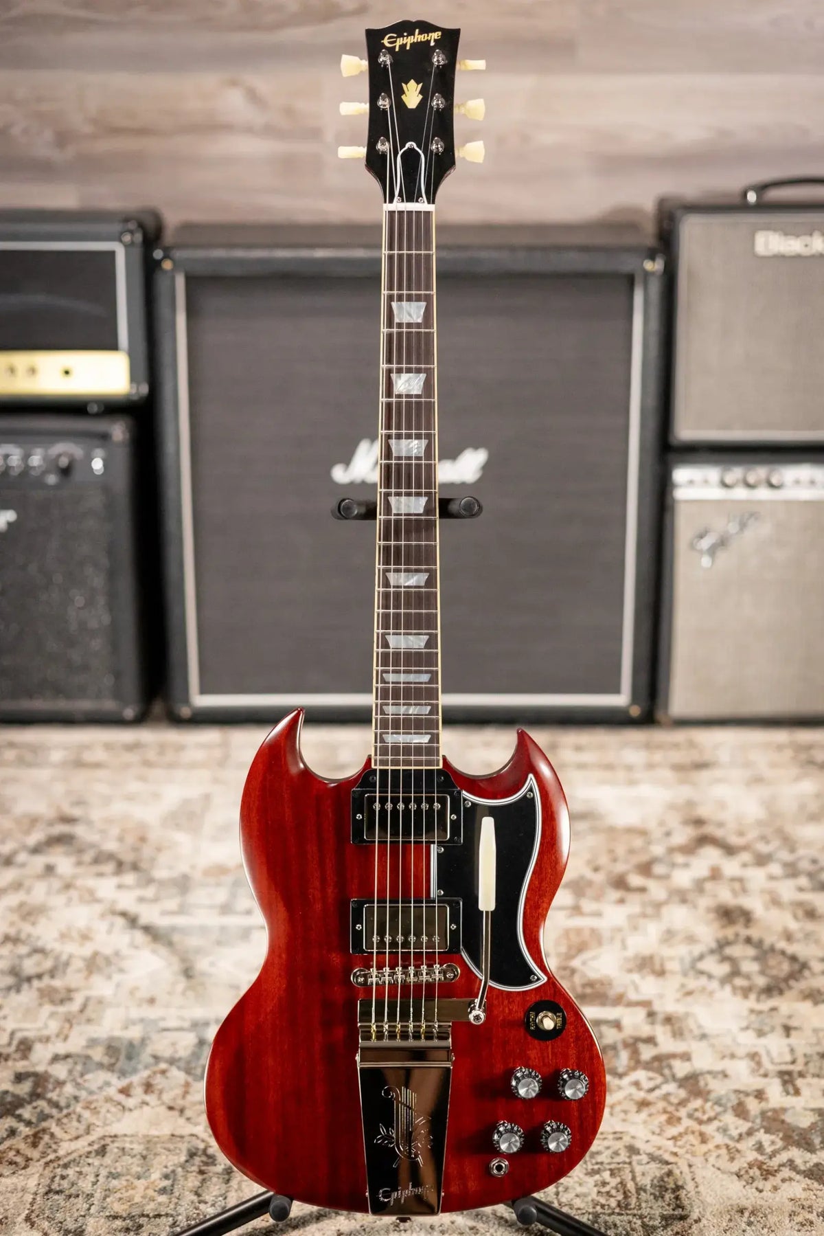 Epiphone 1964 SG Standard with Maestro Vibrola Reissue Electric Guitar - Cherry Red with Hardshell Case - Demo