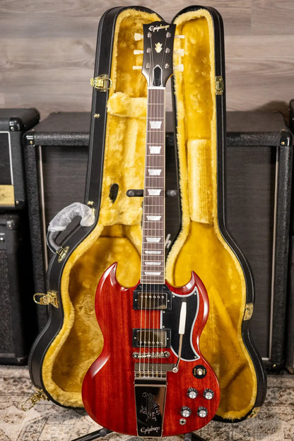 Epiphone 1964 SG Standard with Maestro Vibrola Reissue Electric Guitar - Cherry Red with Hardshell Case - Demo