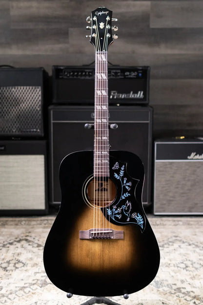 Epiphone Eric Church Signature Hummingbird Dark Studio Acoustic/Electric Guitar - Cobra Burst with Hardshell Case