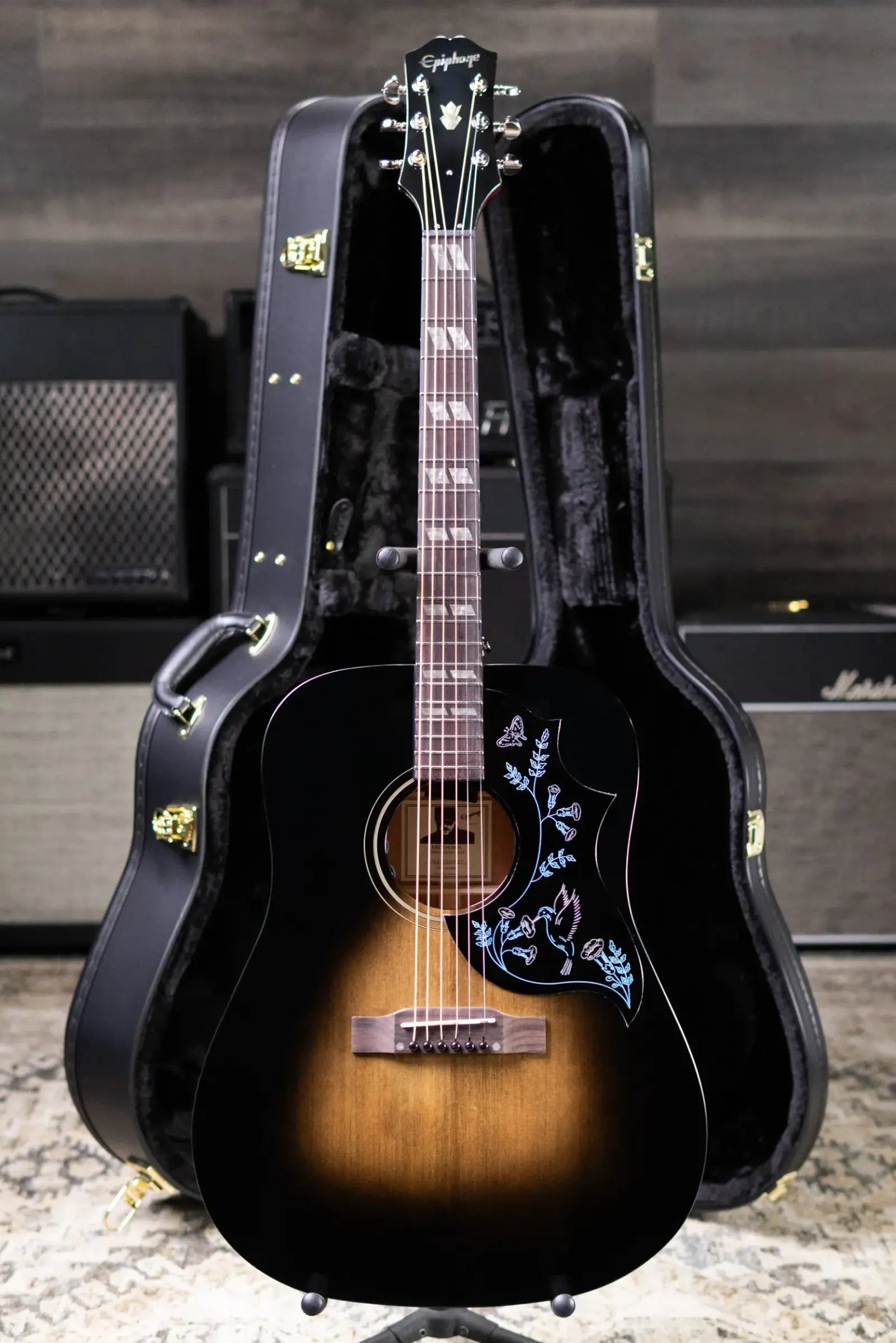 Epiphone Eric Church Signature Hummingbird Dark Studio Acoustic/Electric Guitar - Cobra Burst with Hardshell Case