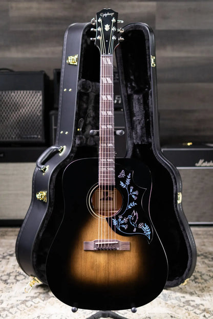 Epiphone Eric Church Signature Hummingbird Dark Studio Acoustic/Electric Guitar - Cobra Burst with Hardshell Case