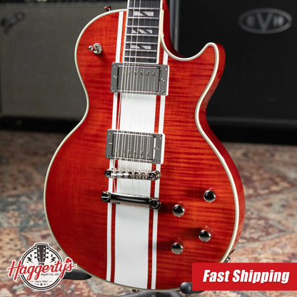 Epiphone Futura Les Paul Custom AAAA Figured Electric Guitar - Rally Red with Gig Bag