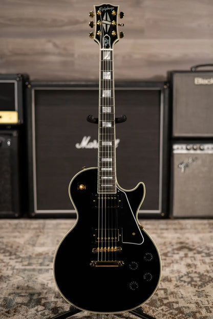 Epiphone Inspired By Gibson Les Paul Custom Electric Guitar - Ebony with Hardshell Case