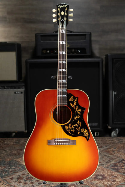 Epiphone Inspired by Gibson 1960 Hummingbird Reissue Acoustic/Electric Guitar - Heritage Cherry Sunburst with Hardshell Case