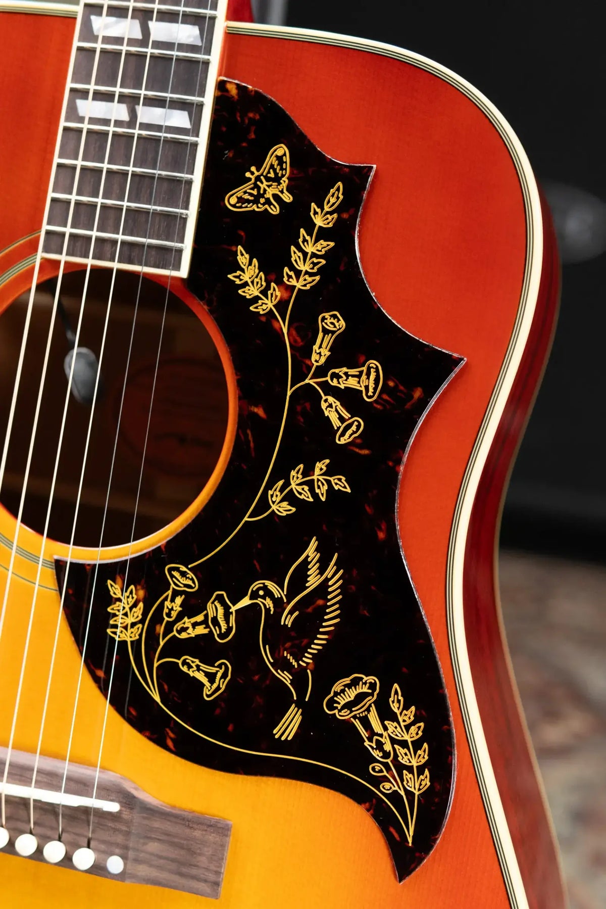 Epiphone Inspired by Gibson 1960 Hummingbird Reissue Acoustic/Electric Guitar - Heritage Cherry Sunburst with Hardshell Case