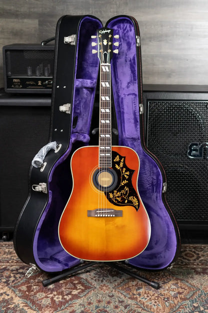 Epiphone Inspired by Gibson 1960 Hummingbird Reissue Acoustic/Electric Guitar - Heritage Cherry Sunburst with Hardshell Case