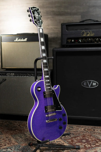 Epiphone Inspired by Gibson Les Paul Custom Electric Guitar - Amethyst Sparkle with Hardshell Case