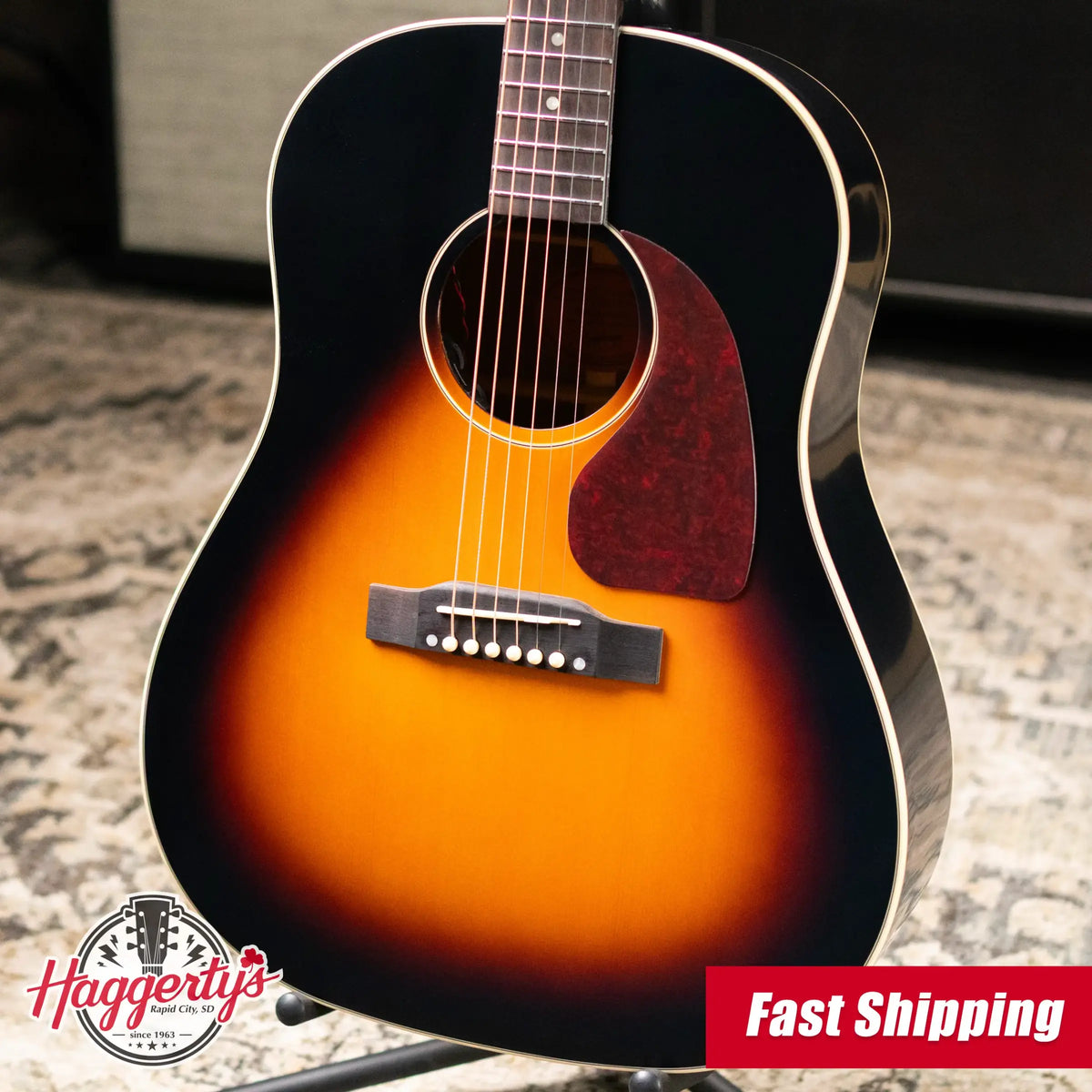 Epiphone J-45 Standard Acoustic/Electric Guitar - Vintage Sunburst with Gig Bag