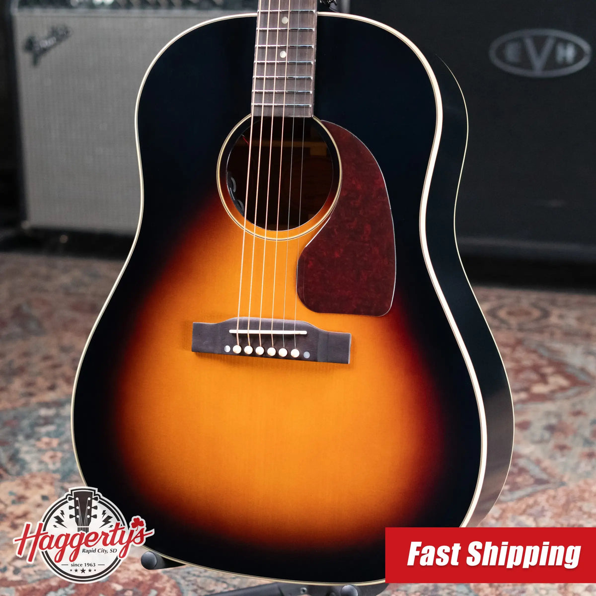 Epiphone J-45 Standard Acoustic/Electric Guitar - Vintage Sunburst with Gig Bag