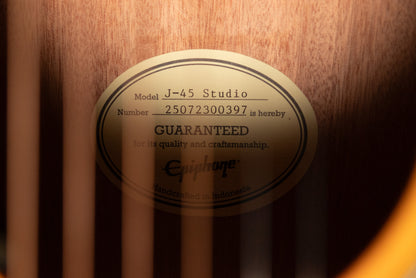 Epiphone J-45 Studio Acoustic/Electric Guitar - Natural with Gig Bag