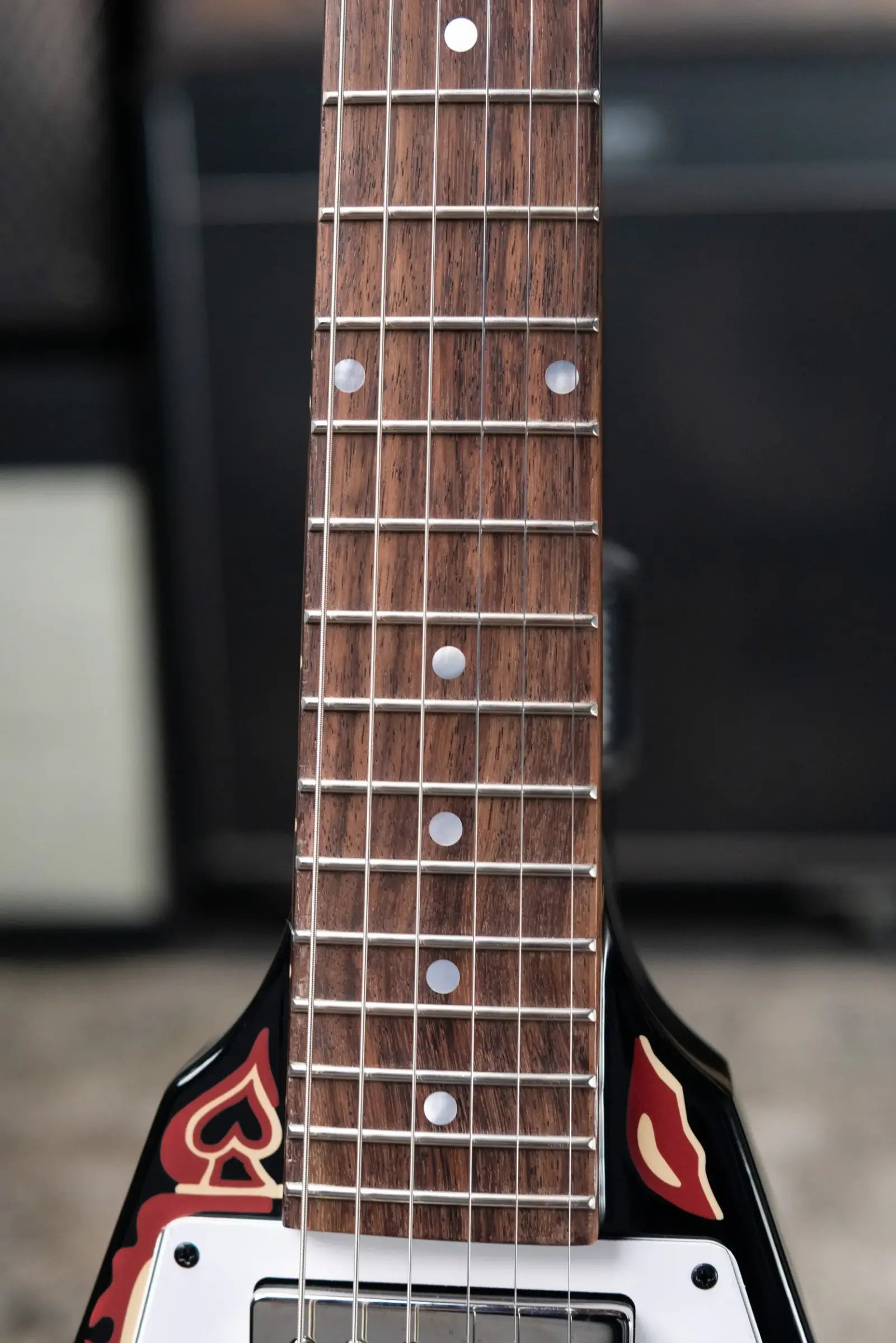 Epiphone Jimi Hendrix "Love Drops" Flying V Electric Guitar - Ebony with Hardshell Case - Floor Model
