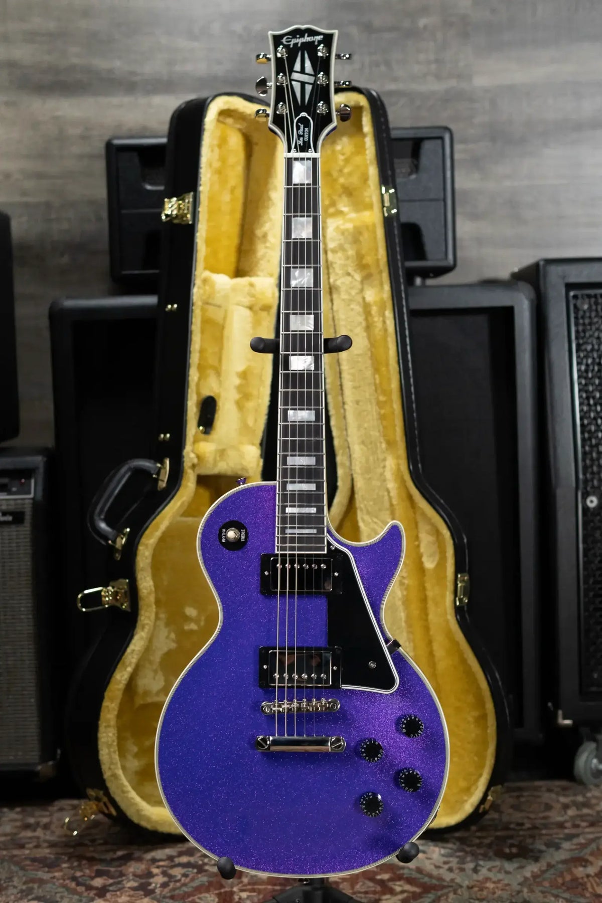 Epiphone Les Paul Custom Electric Guitar - Amethyst Sparkle with Hardshell Case