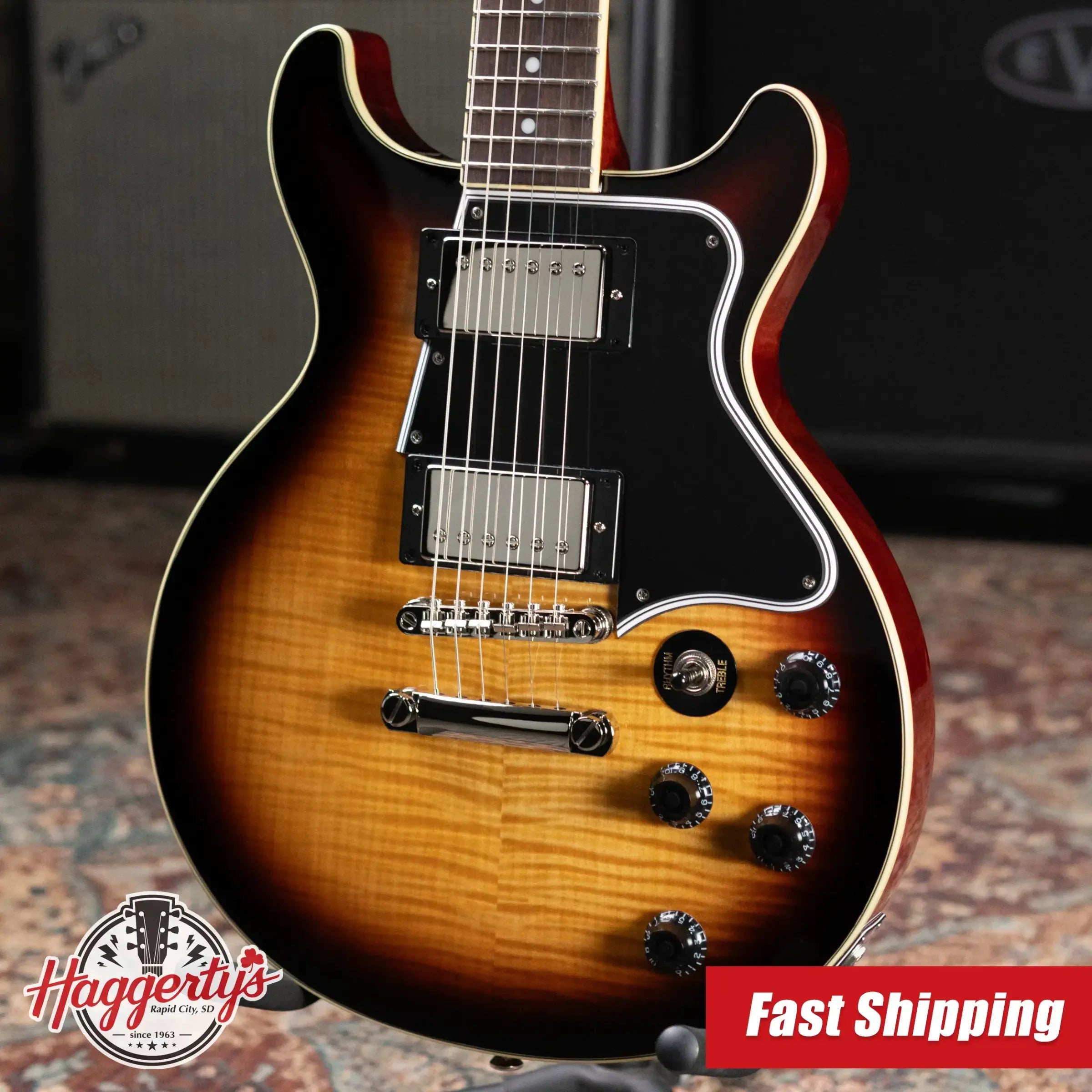 Epiphone Les Paul Special Double Cut Figured Electric Guitar - Bourbon Burst