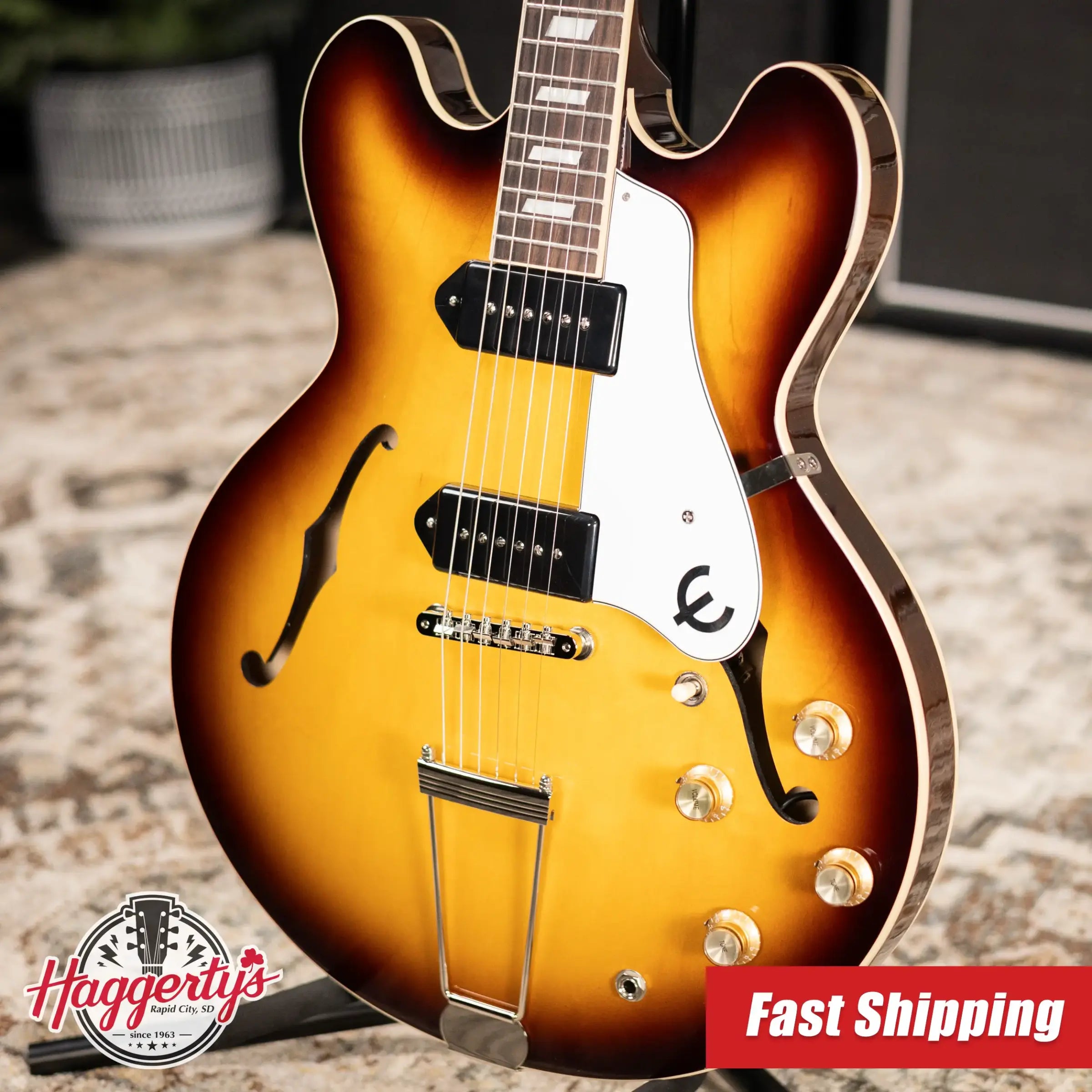 Epiphone USA Casino Hollow-Body Electric Guitar - Vintage Burst with Hardshell Case