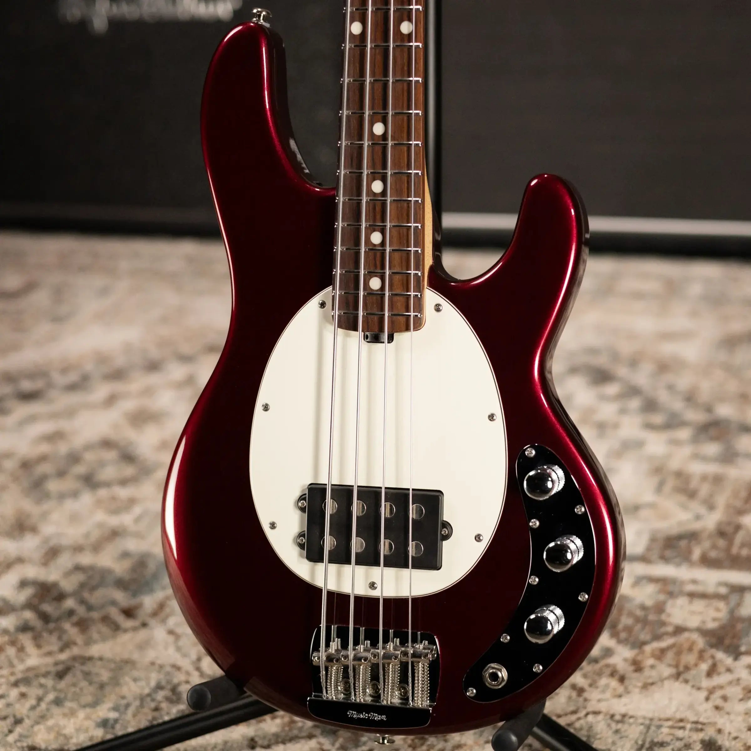 Ernie Ball Music Man StingRay Short Scale Bass Guitar - Raspberry Pearl with Hardshell Case - Used