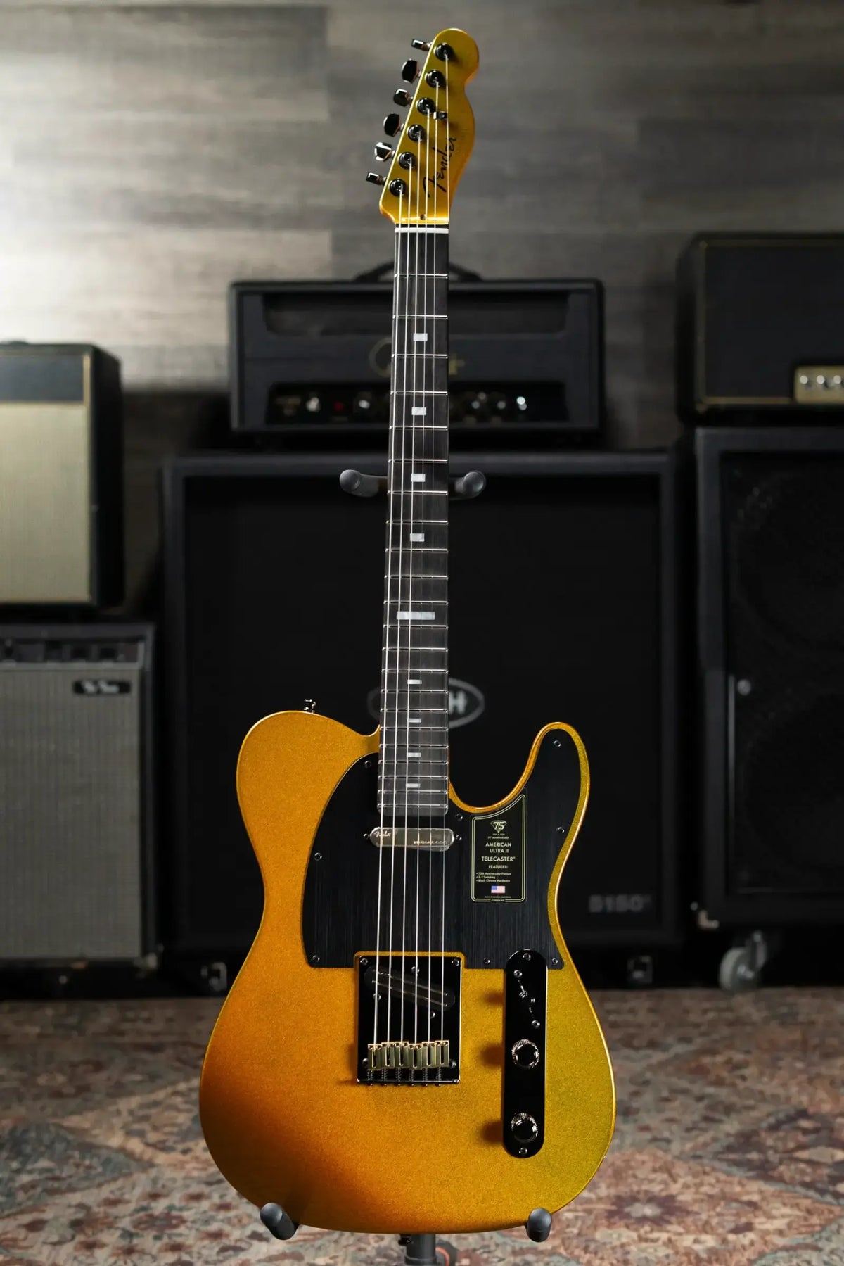 Fender 75th Anniversary American Ultra II Telecaster Electric Guitar - Liquid Gold with Hardshell Case