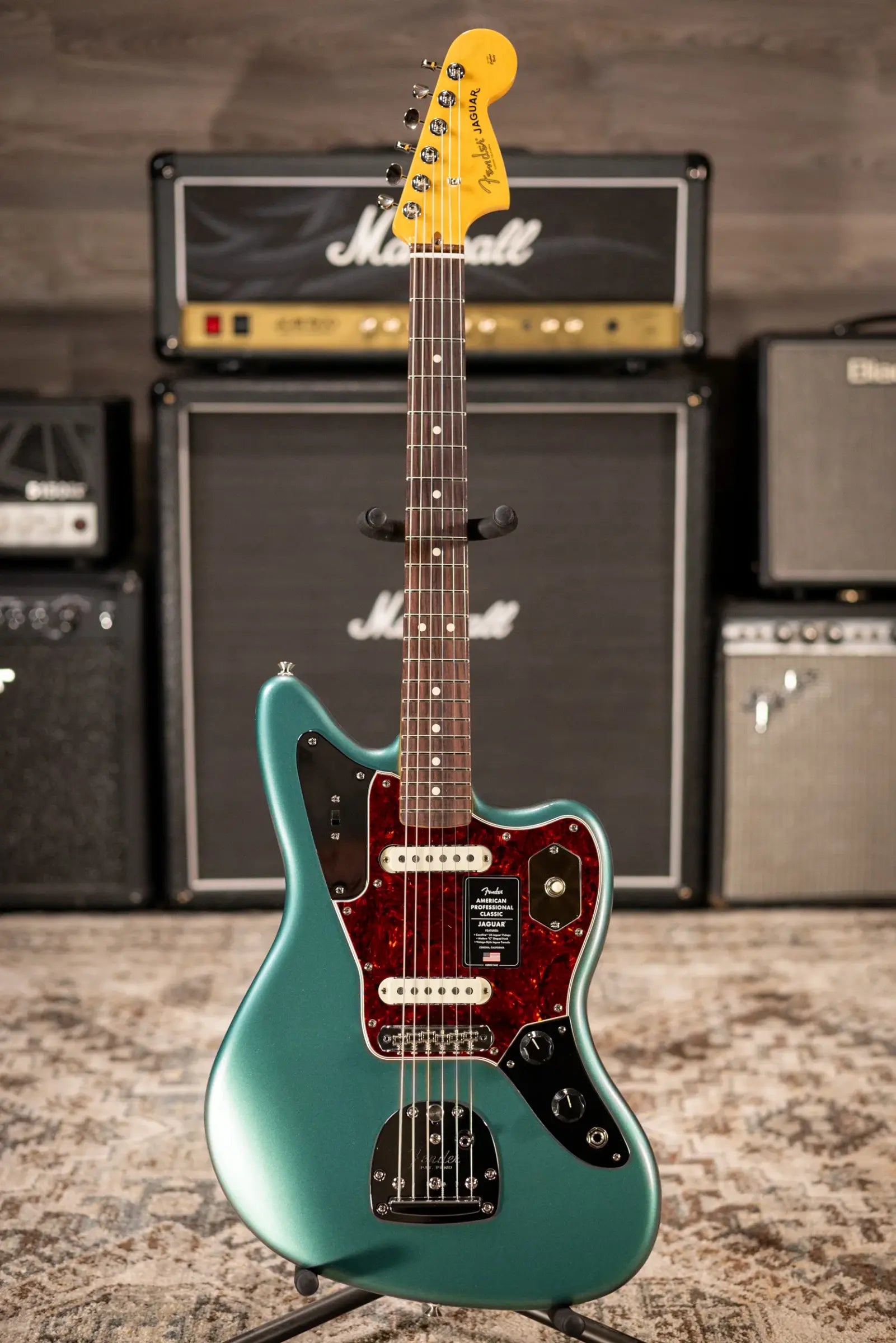 Fender American Professional Classic Jaguar Electric Guitar - Sherwood Green Metallic with Gig Bag