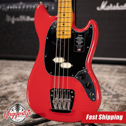Fender American Professional Classic Mustang Bass - Faded Dakota Red with Gig Bag
