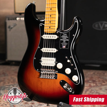 Fender American Professional Classic Stratocaster HSS Electric Guitar - 3-Color Sunburst with Gig Bag