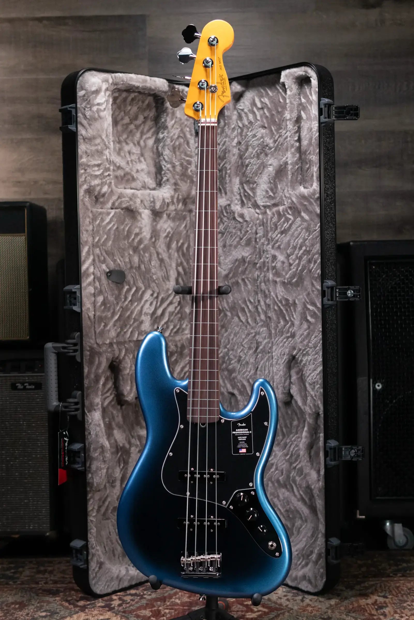 Fender American Professional II Jazz Bass Fretless - Dark Night with Hardshell Case