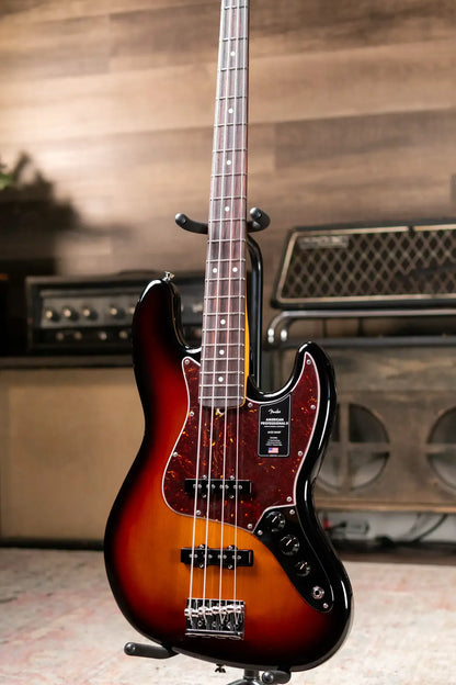 Fender American Professional II Jazz Bass Rosewood Fingerboard - 3-Color Sunburst with Hardshell Case - Demo