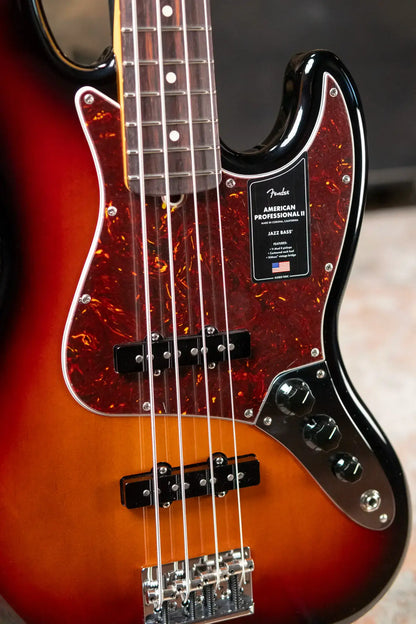 Fender American Professional II Jazz Bass Rosewood Fingerboard - 3-Color Sunburst with Hardshell Case - Demo