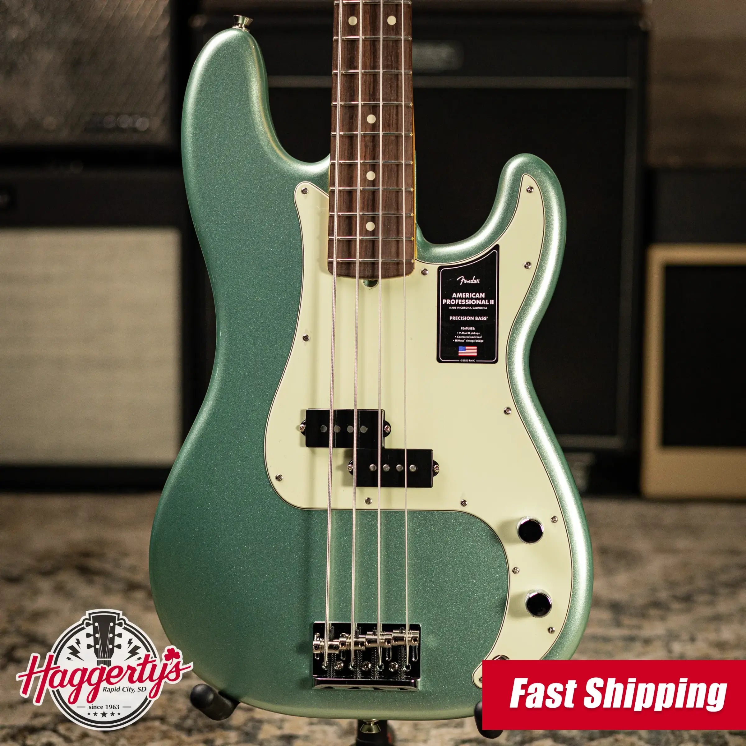 Fender American Professional II Precision Bass - Mystic Surf Green with Hardshell Case