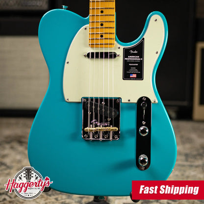 Fender American Professional II Telecaster Electric Guitar - Miami Blue with Hardshell Case