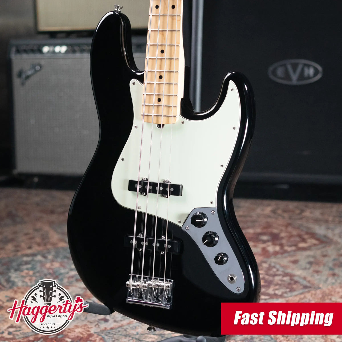 Fender American Professional Jazz Bass Maple Fingerboard, Black with Hardshell Case - Used