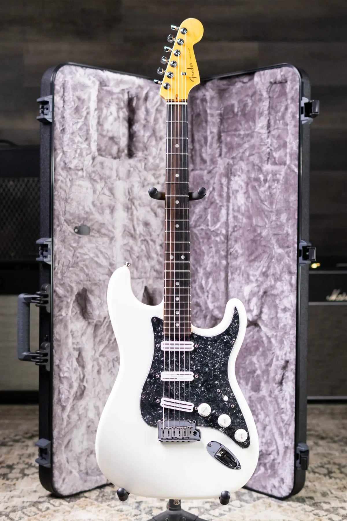 Fender American Ultra Stratocaster Electric Guitar - Arctic Pearl with Upgraded Pickups - Used