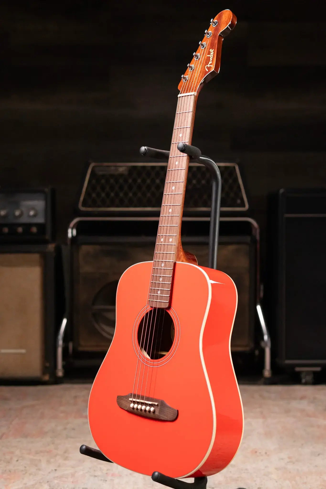 Fender California Standard Redondo Mini Acoustic Guitar - Fiesta Red with Gig Bag