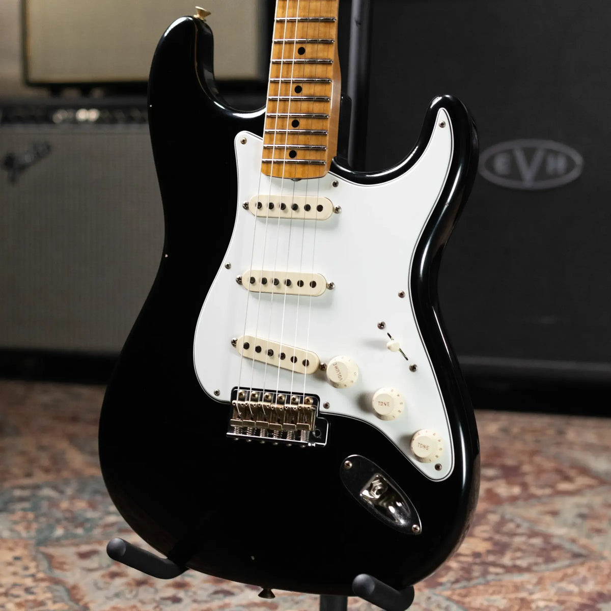 Fender Custom Shop 1955 Stratocaster Journeyman Relic Electric Guitar - Black with Hardshell Case