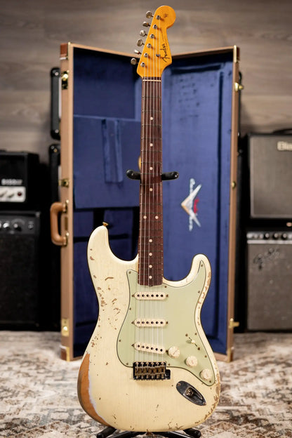 Fender Custom Shop 1962 Stratocaster Heavy Relic Electric Guitar - Vintage White with Hardshell Case